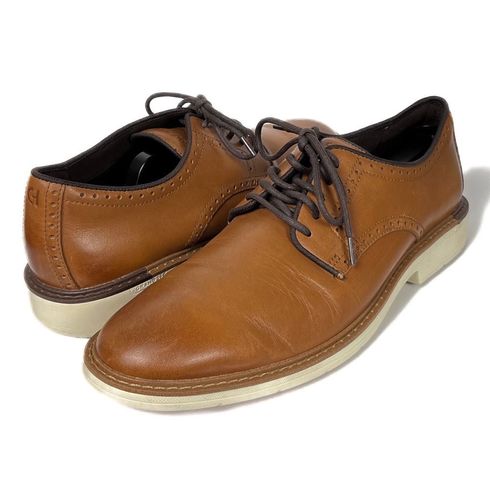 Cole Haan Go-To Plain Oxford Mens 10.5 M British Tan Leather Derby Dress Shoes